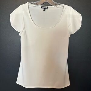 Express Women's Cream Scoop Neck Short Sleeve Top